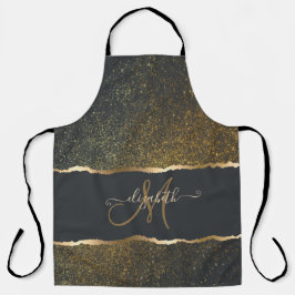 Modernes, elegantes Monogramm der Gold-Touch Schürze
