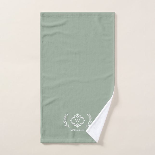 Modernes, elegantes Monogramm, erste Seite grün Badhandtuch Set (Handtuch)
