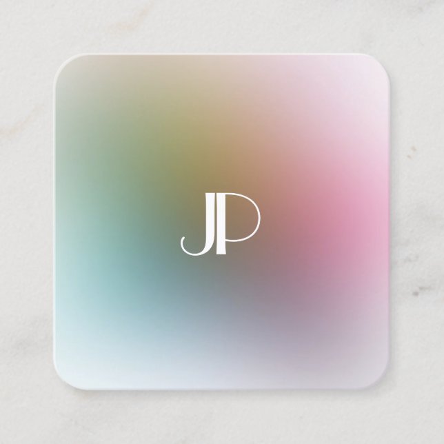 Modernes, elegantes Monogramm farbiges Template Lu Quadratische Visitenkarte (Vorderseite)