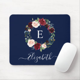 Modernes elegantes Monogramm für das Blumenkraut Mousepad