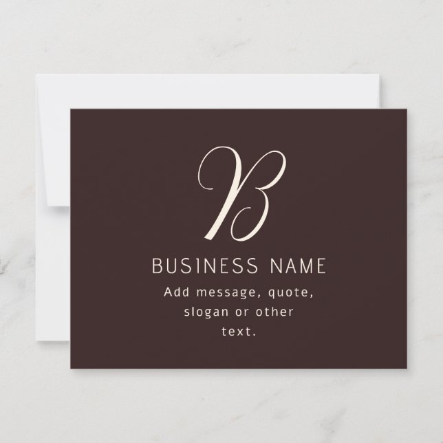 Modernes, elegantes Monogramm für Unternehmensname Mitteilungskarte (Vorderseite)