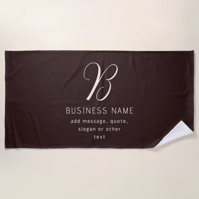 Modernes, elegantes Monogramm für Unternehmensname Strandtuch (Vorderseite)