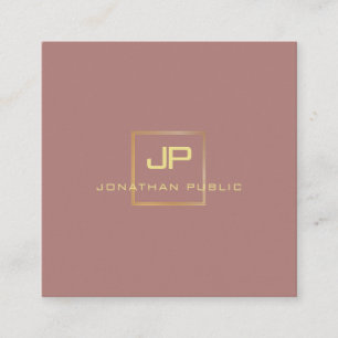 Modernes, elegantes Monogramm Gold Look Beruflich Quadratische Visitenkarte