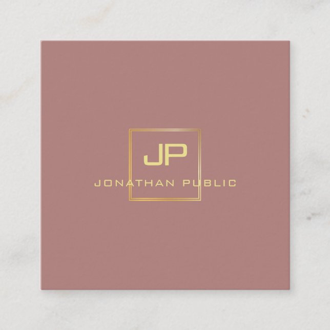 Modernes, elegantes Monogramm Gold Look Beruflich Quadratische Visitenkarte (Vorderseite)