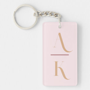 Modernes, elegantes Monogramm in Rosa Schlüsselanhänger
