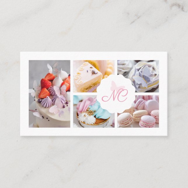 Modernes, elegantes Monogramm-Logo für Multi-Foto  Visitenkarte (Vorderseite)