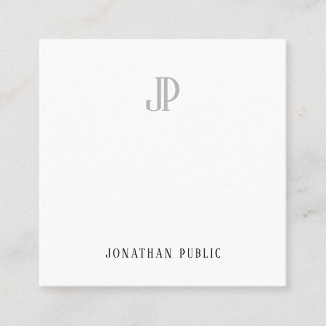 Modernes, elegantes Monogramm-Minimalistisches Tem Quadratische Visitenkarte (Vorderseite)
