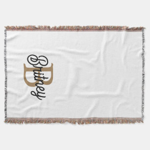 Modernes elegantes Monogramm Name Black Gold Scrip Decke
