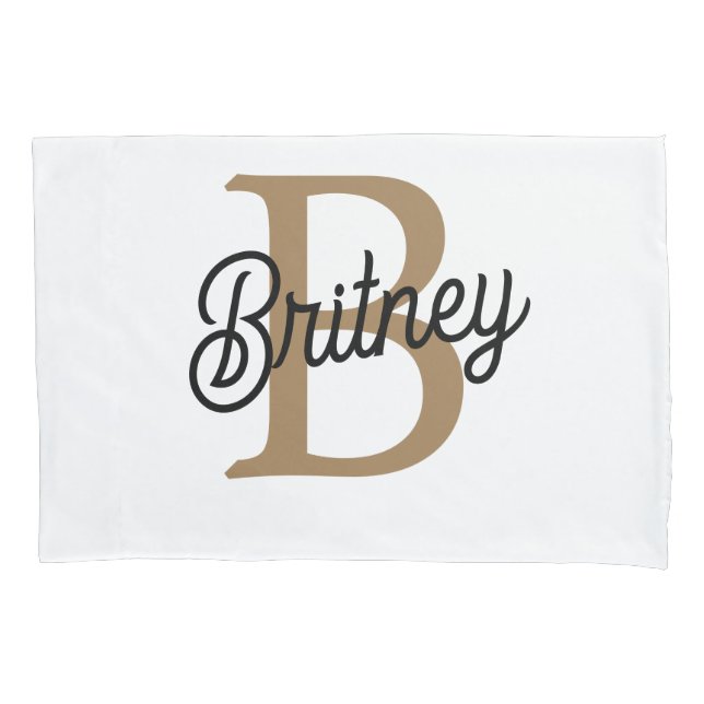 Modernes elegantes Monogramm Name Black Gold Scrip Kissenbezug (Vorderseite)