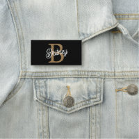Modernes elegantes Monogramm Name Black Gold Scrip