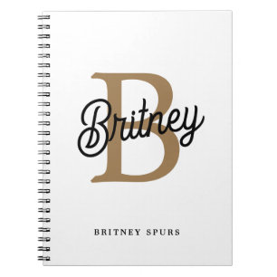 Modernes elegantes Monogramm Name Black Gold Scrip Notizblock