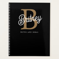 Modernes elegantes Monogramm Name Black Gold Scrip