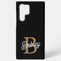 Modernes elegantes Monogramm Name Black Gold Scrip