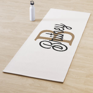 Modernes elegantes Monogramm Name Black Gold Scrip Yogamatte