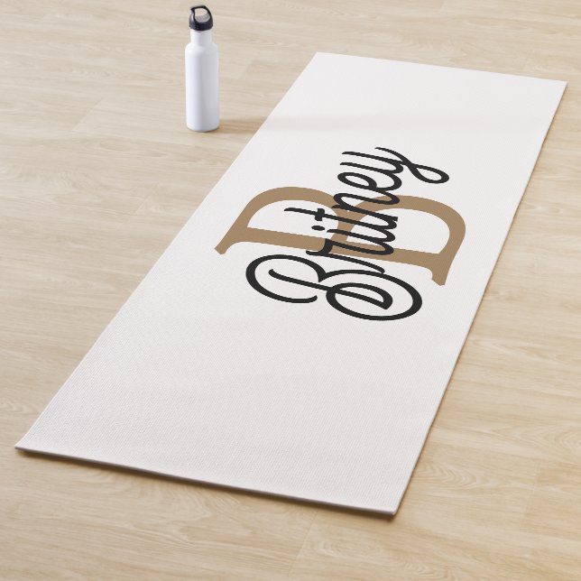 Modernes elegantes Monogramm Name Black Gold Scrip Yogamatte (Beispiel)