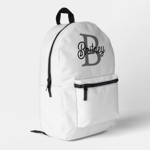 Modernes, elegantes Monogramm Name Schwarz Graue S Bedruckter Rucksack