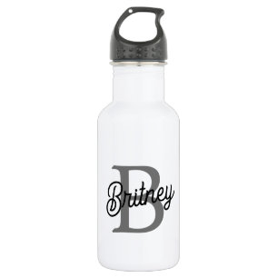 Modernes, elegantes Monogramm Name Schwarz Graue S Edelstahlflasche