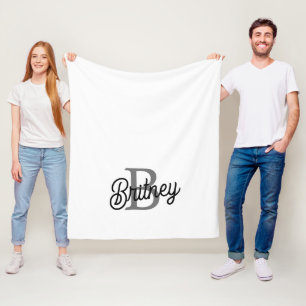 Modernes, elegantes Monogramm Name Schwarz Graue S Fleecedecke