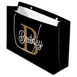 Modernes, elegantes Monogramm Name Schwarz Graue S Große Geschenktüte
