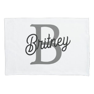 Modernes, elegantes Monogramm Name Schwarz Graue S Kissenbezug