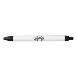 Modernes, elegantes Monogramm Name Schwarz Graue S Kugelschreiber