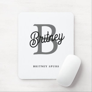 Modernes, elegantes Monogramm Name Schwarz Graue S Mousepad