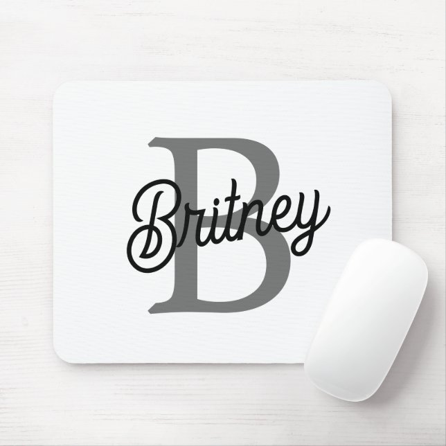 Modernes, elegantes Monogramm Name Schwarz Graue S Mousepad (Mit Mouse)