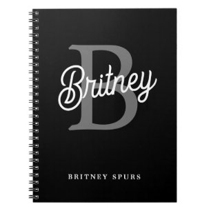Modernes, elegantes Monogramm Name Schwarz Graue S Notizblock