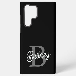 Modernes, elegantes Monogramm Name Schwarz Graue S Samsung Galaxy Hülle