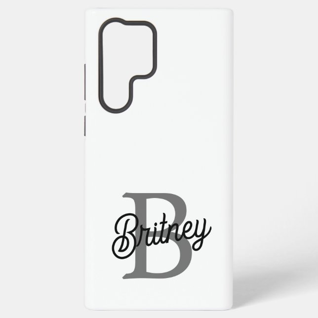 Modernes, elegantes Monogramm Name Schwarz Graue S Samsung Galaxy Hülle (Rückseite)