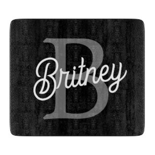 Modernes, elegantes Monogramm Name Schwarz Graue S Schneidebrett