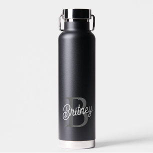 Modernes, elegantes Monogramm Name Schwarz Graue S Trinkflasche