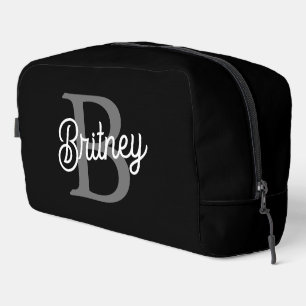 Modernes, elegantes Monogramm Name Schwarz Graue S Waschbeutel