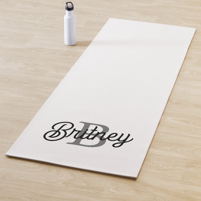 Modernes, elegantes Monogramm Name Schwarz Graue S Yogamatte (Beispiel)