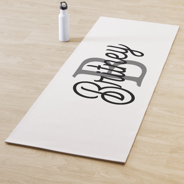 Modernes, elegantes Monogramm Name Schwarz Graue S Yogamatte (Beispiel)