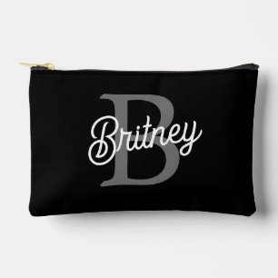 Modernes, elegantes Monogramm Name Schwarz Graue S Zubehörtasche