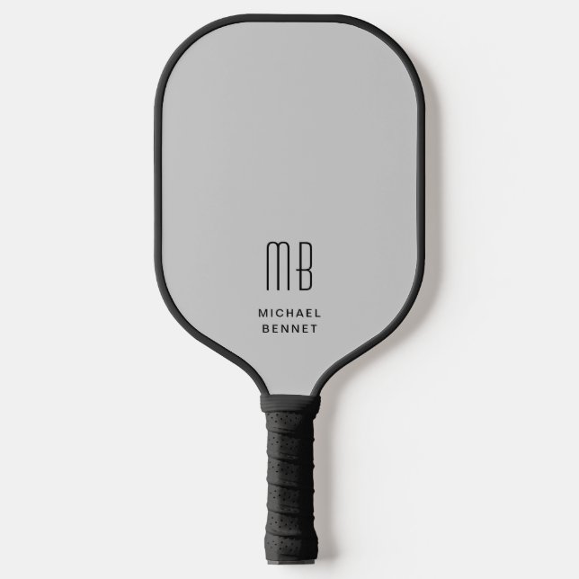Modernes, elegantes Monogramm Pickleball Schläger (Vorderseite)