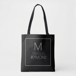 modernes, elegantes Monogramm schwarz Tasche