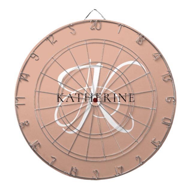 Modernes, elegantes Monogramm-Skript Rosa Dartscheibe (vorne)