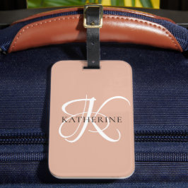 Modernes, elegantes Monogramm-Skript Rosa Gepäckanhänger