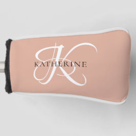 Modernes, elegantes Monogramm-Skript Rosa Golf Headcover
