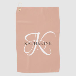 Modernes, elegantes Monogramm-Skript Rosa Golfhandtuch