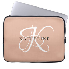 Modernes, elegantes Monogramm-Skript Rosa Laptopschutzhülle
