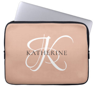 Modernes, elegantes Monogramm-Skript Rosa Laptopschutzhülle