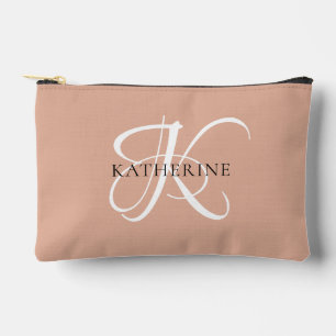 Modernes, elegantes Monogramm-Skript Rosa Zubehörtasche