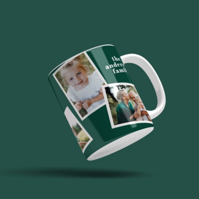 Modernes, elegantes Multi-Foto-Familiengrün Kaffeetasse (Von Creator hochgeladen)