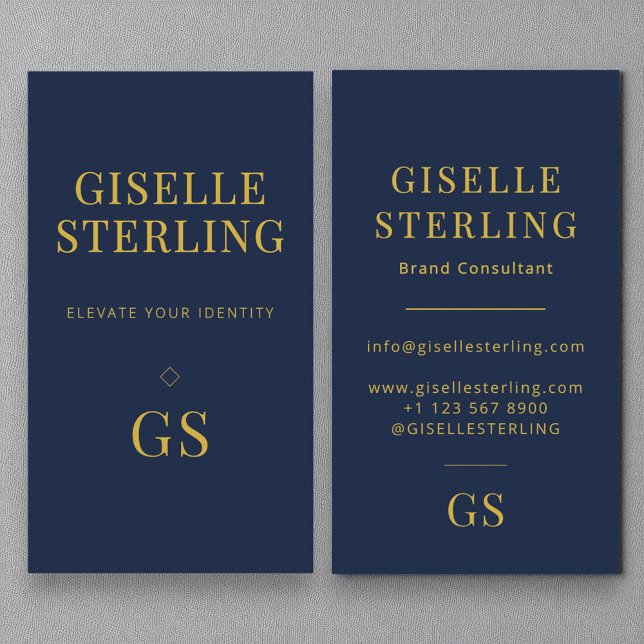 Modernes elegantes Navy Blue Minimalistisch Two Mo Visitenkarte (Von Creator hochgeladen)