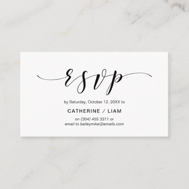 Modernes Elegantes, Navy Blue Script, Party UAWG Begleitkarte (Vorderseite)