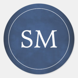 Modernes elegantes Navy White Wedding Monogram Runder Aufkleber