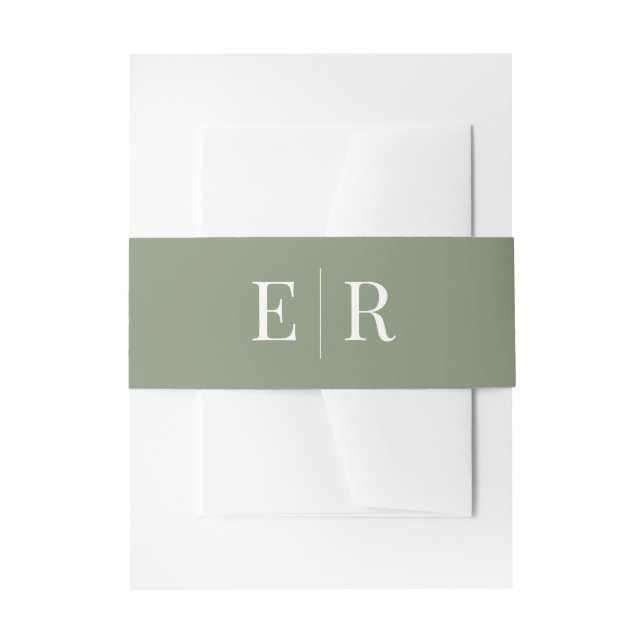 Modernes, elegantes Olive Monogramm Einladungsbanderole (Vorderseite Beispiel)